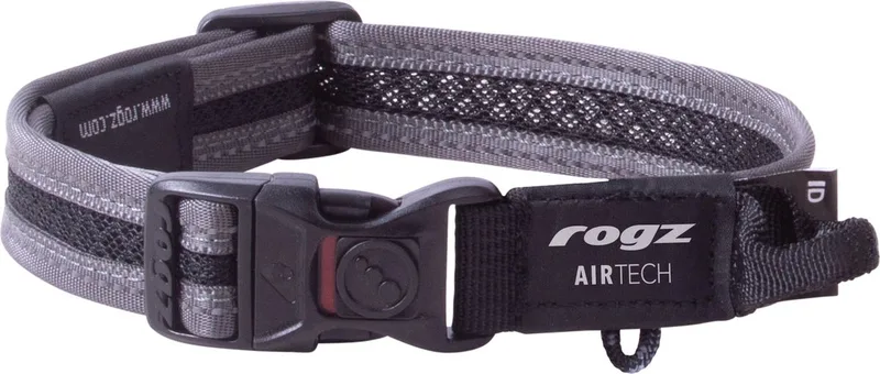 Air Tech Halsband Zwart&Grijs - Hondenhalsband - M 26-40 Cm by Rogz in Grey – product photo