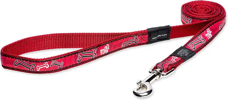 Classic Fancy Dress Hondenlijn / Hondenriem (HL03-CC) - Nylon - L - Breedte 20 mm - Lengte 140 cm - Geschikt voor honden van 21-40 kg de Rogz en Red Rogz Bone – photo produit