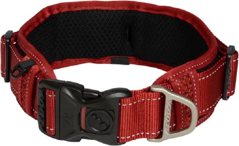 Classic Padded Halsband / Hondenhalsband (HBP19-C) - Mesh Binnenvoering - Reflecterend - XXL - Nekomtrek 48 - 70 cm (GELIEVE ALVORENS BESTELLEN OPMETEN) von Rogz in Rot – Produktfoto