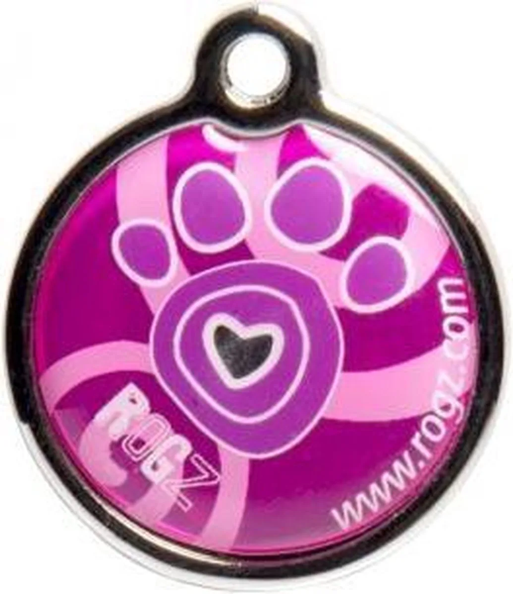 Hondenpenning - Pink Paw de Rogz en Rvs – photo produit