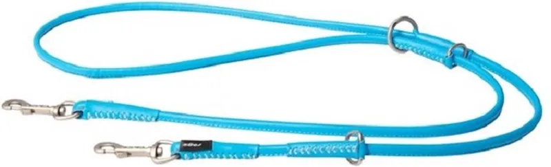 Round Leather Multi Lead Verstelbare Hondenlijn / Hondenriem - Echt leder - S - Lengte 200 cm by Rogz in Turquoise – product photo