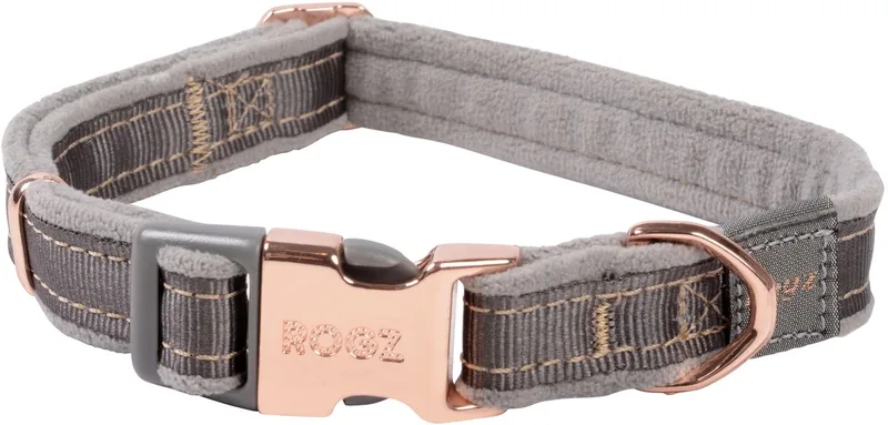 Urban Halsband Duifgrijs&Grijs&Rosé - Hondenhalsband - M de Rogz en Rosé – photo produit