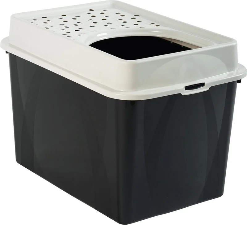 Kattenbak Met Boveningang Eco Berty 57.2x39.3x40.4 cm - Kattentoilet - Zwart&Beige de Rotho Mypet en Noir – photo produit
