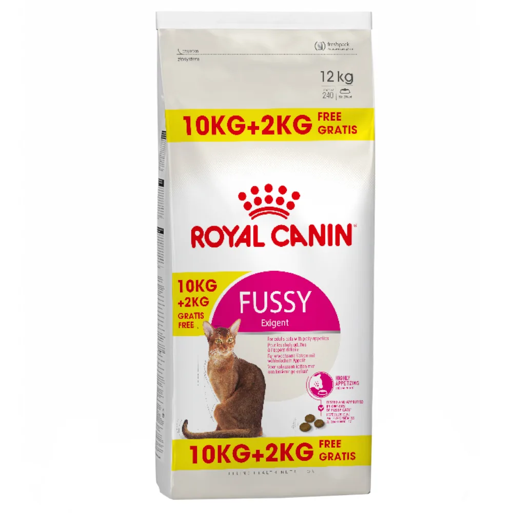 10 kg + 2 kg gratis! Royal Canin droogvoer voor katten 12 kg - Fussy Exigent (10 kg + 2 kg) de Royal Canin – photo produit