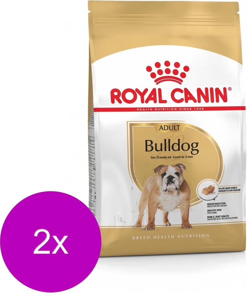 Bulldog Adult - Hondenvoer - 2 x 12+2 kg Bonusbag de Royal Canin – photo produit