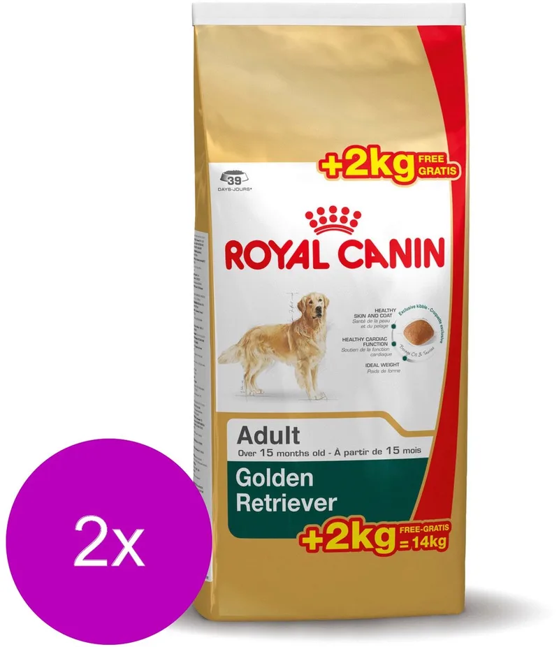Golden Retriever Adult - Hondenvoer - 2 x 12+2 kg Bonusbag by Royal Canin – product photo