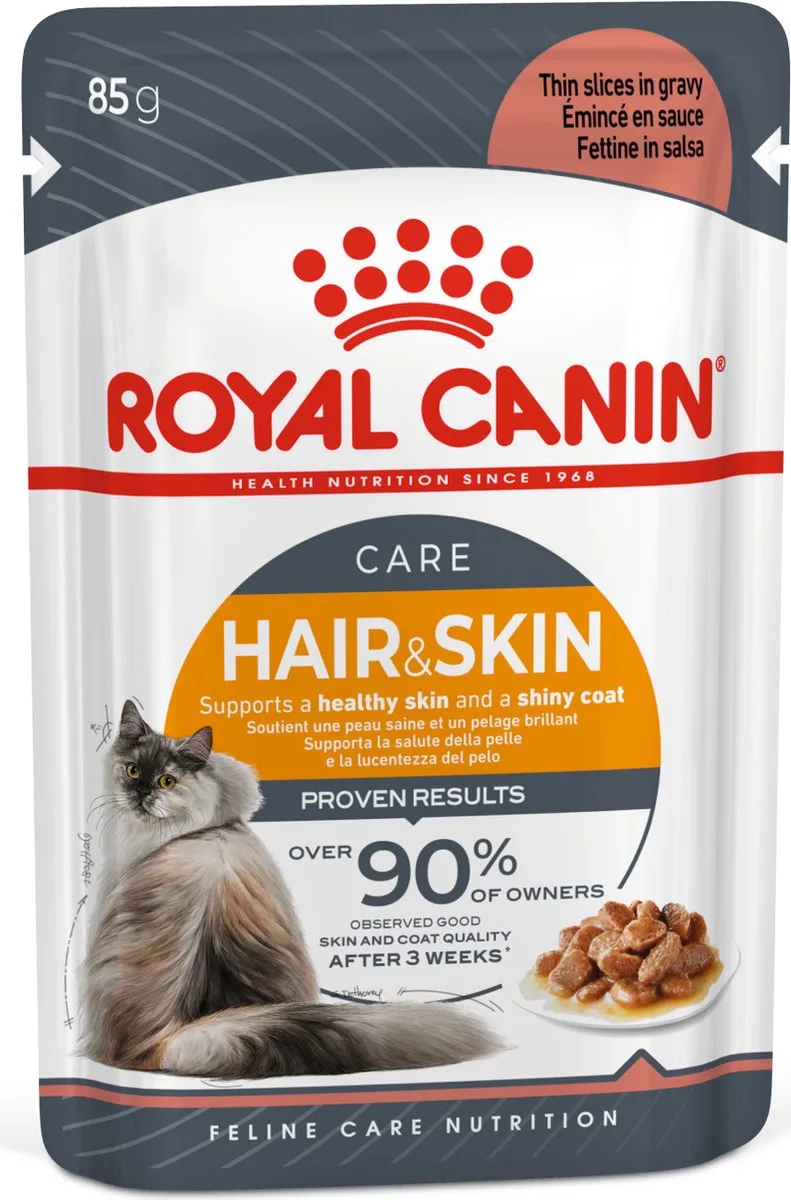 Hair & Skin - Katten natvoer - 4x12x85 g - In Gravy by Royal Canin – product photo