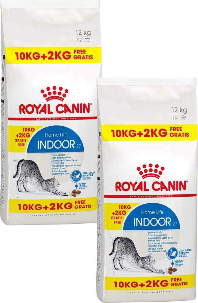 Indoor 27 - Kattenvoer - 2 x 10+2 kg Bonusbag von Royal Canin – Produktfoto