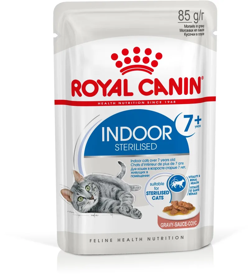Indoor 7+ In Gravy - 12x85 g - Kattenvoer von Royal Canin – Produktfoto