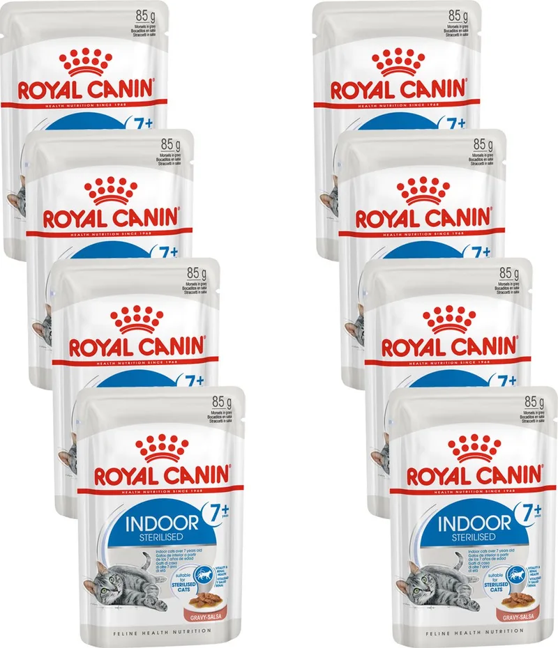 Indoor 7+ In Gravy - Kattenvoer - 8 x 12x85 g von Royal Canin – Produktfoto