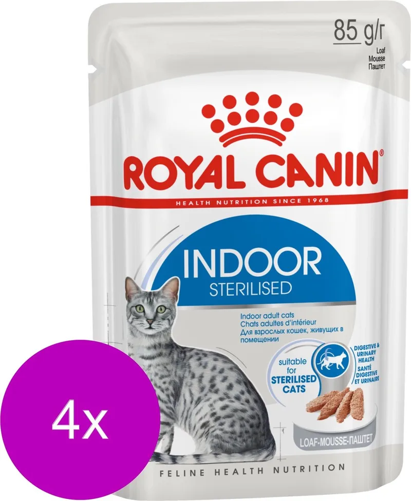 Indoor In Gravy - Kattenvoer - 4 x 12 x 85 g von Royal Canin – Produktfoto