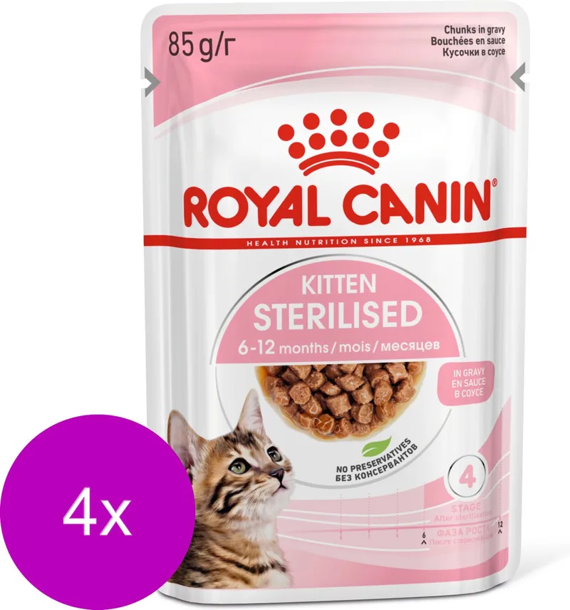 Kitten Sterilised Gravy - Kitten-Kattenvoer - 4 x 12x85 g de Royal Canin – photo produit