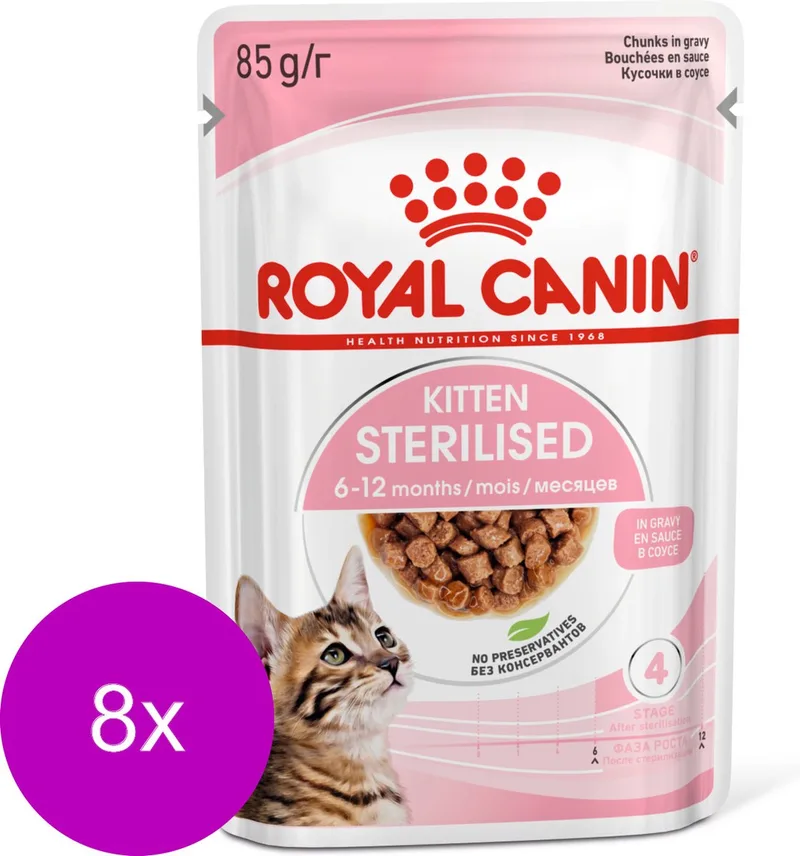Kitten Sterilised Gravy - Kitten-Kattenvoer - 8 x 12x85 g de Royal Canin – photo produit
