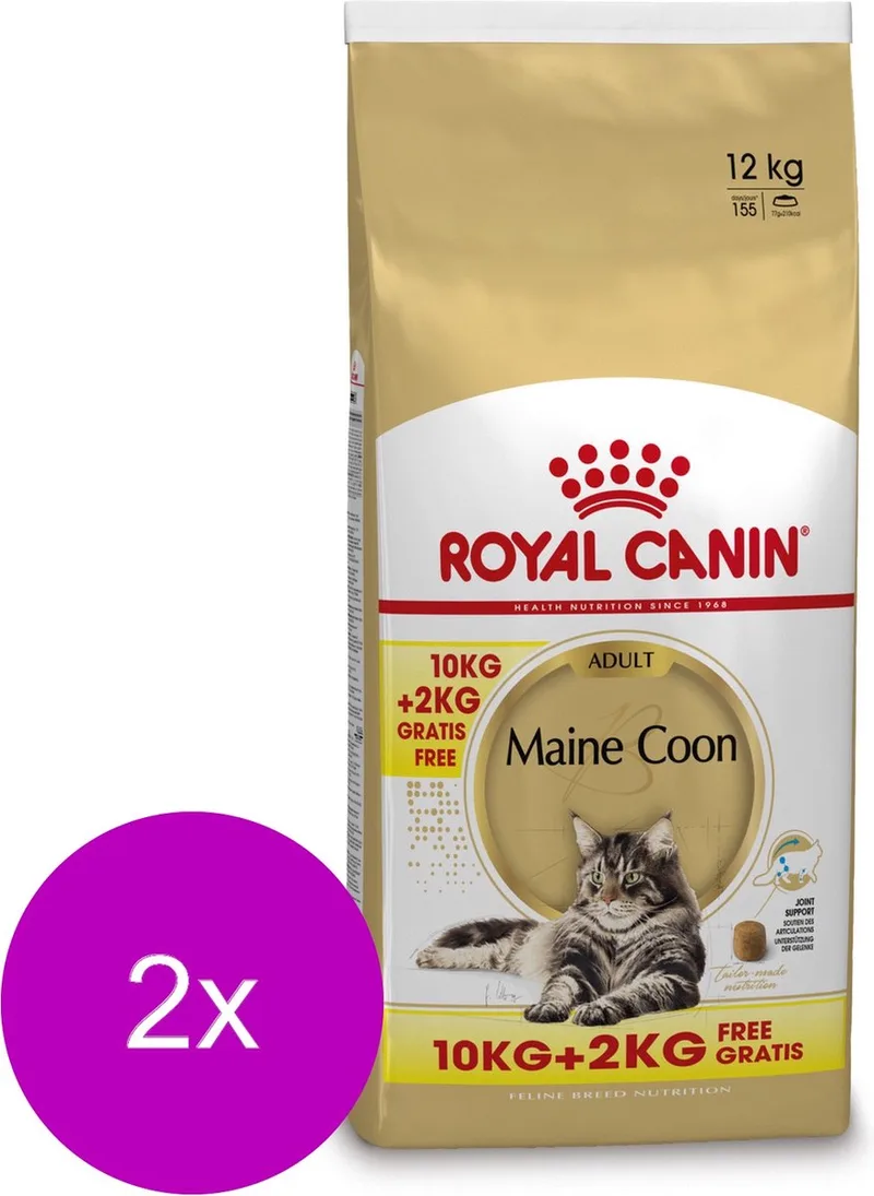 Maine Coon Adult - Kattenvoer - 2 x 10+2 kg Bonusbag de Royal Canin – photo produit