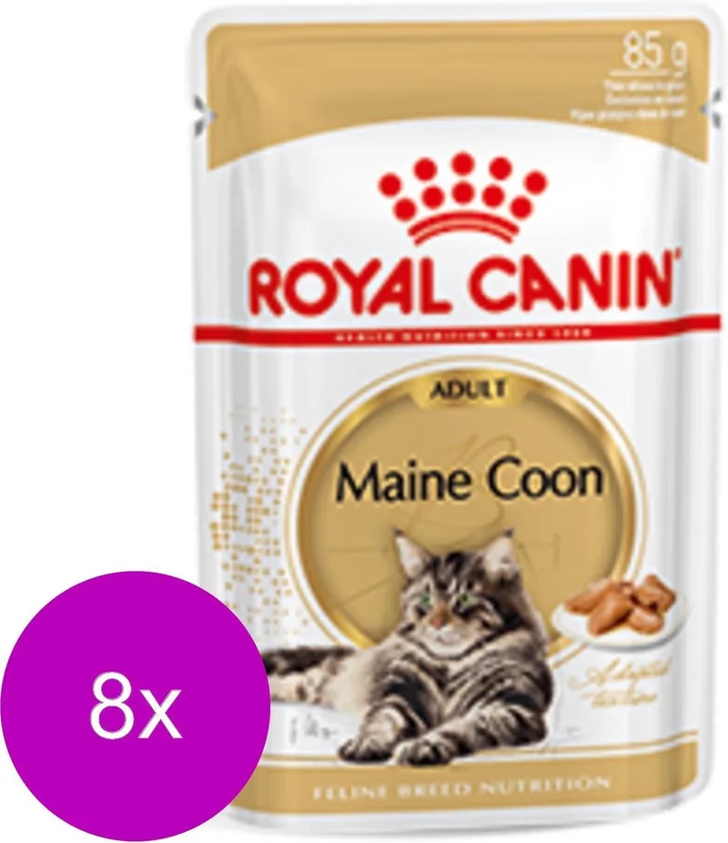 Maine Coon Adult Natvoer - Kattenvoer - 8 x 12x85 g von Royal Canin – Produktfoto