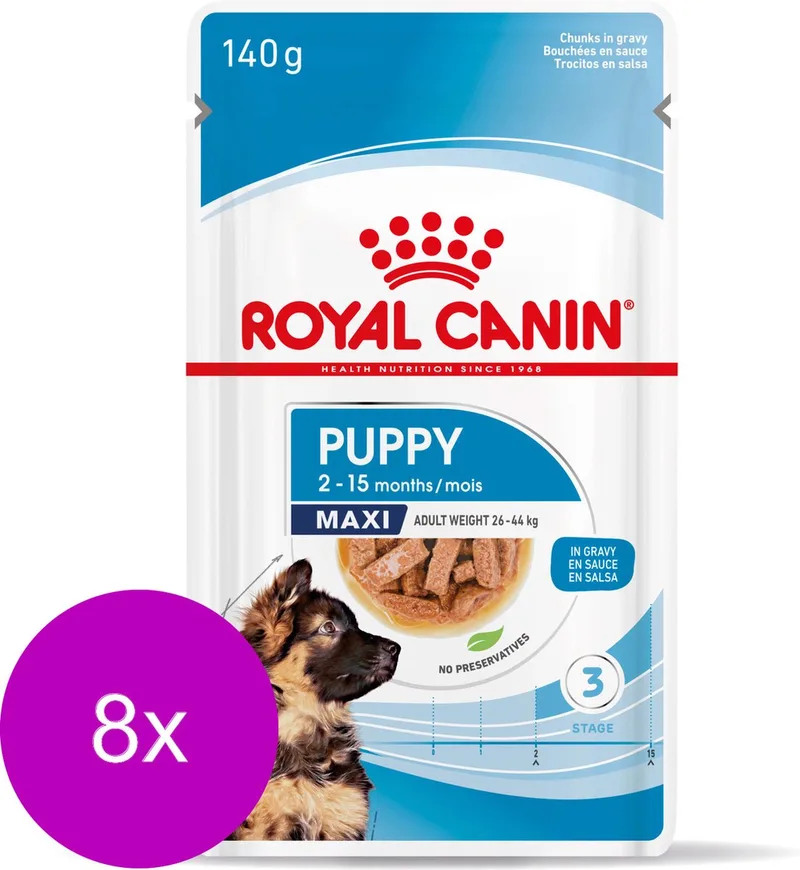Maxi Natvoer - Puppy-Hondenvoer - 8 x 10x140 g de Royal Canin – photo produit