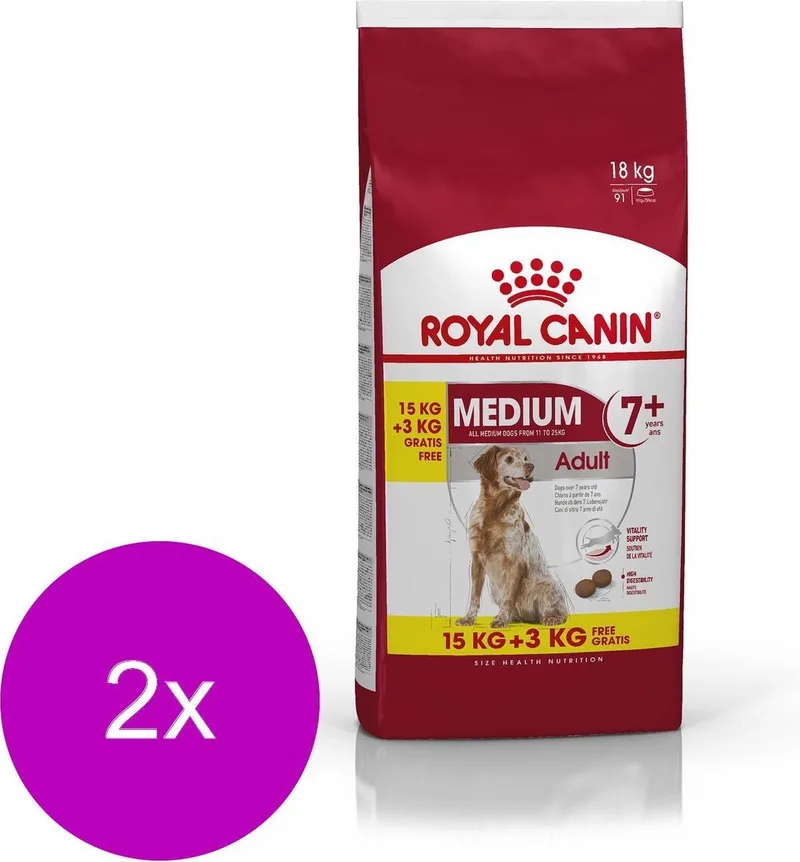 Medium Adult 7+ - Hondenvoer - 2 x 15+3 kg Bonusbag de Royal Canin – photo produit