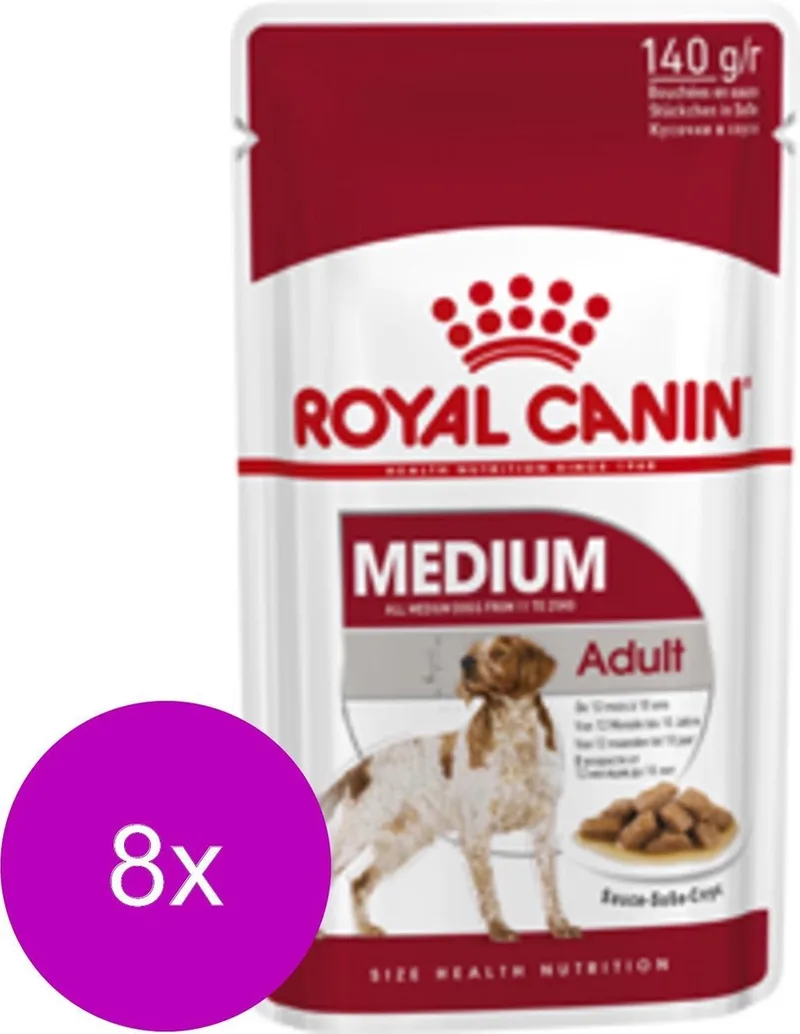 Medium Adult Natvoer - Hondenvoer - 8 x 10x140 g de Royal Canin – photo produit
