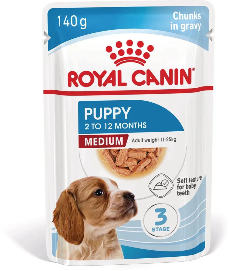 Medium Puppy in Saus- Hondenvoer - 10x140g - Brokjes in saus by Royal Canin – product photo