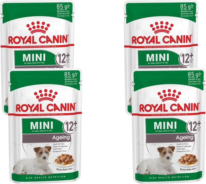 Mini Ageing 12+ Hondenvoer Nat - 48 x 85 gr de Royal Canin – photo produit