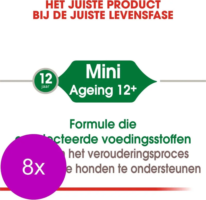 Mini Ageing 12+ Natvoer - Hondenvoer - 8 x 12x85 g de Royal Canin – photo produit