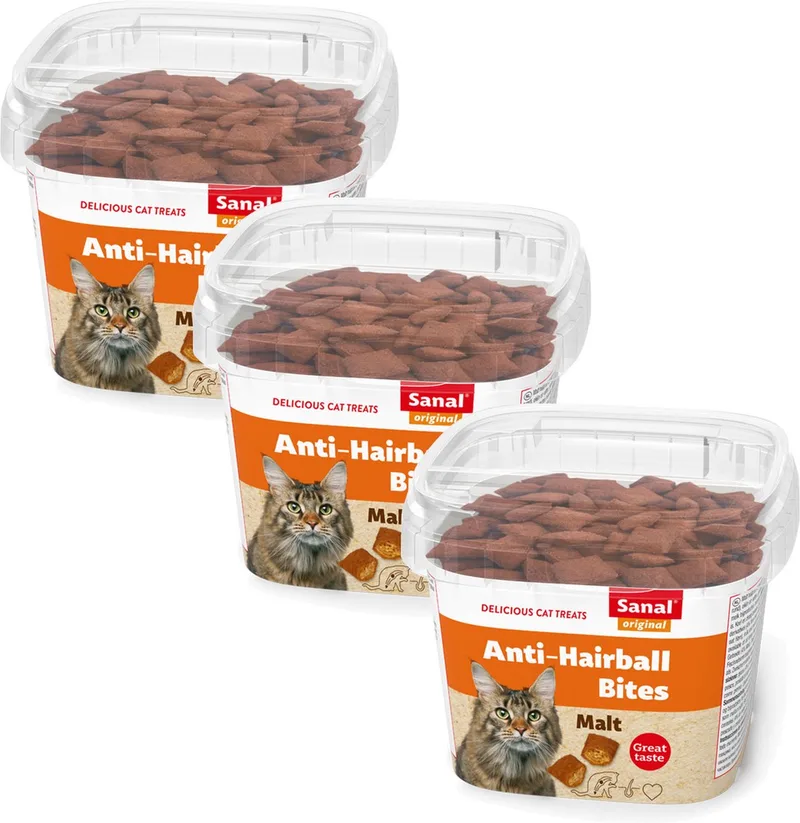 Anti-Hairball Bites - Kattensnack - 3 x 75 g von Sanal – Produktfoto