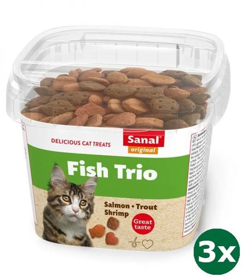 cat fish trio snacks cup 3x 75 gr by Sanal – product photo