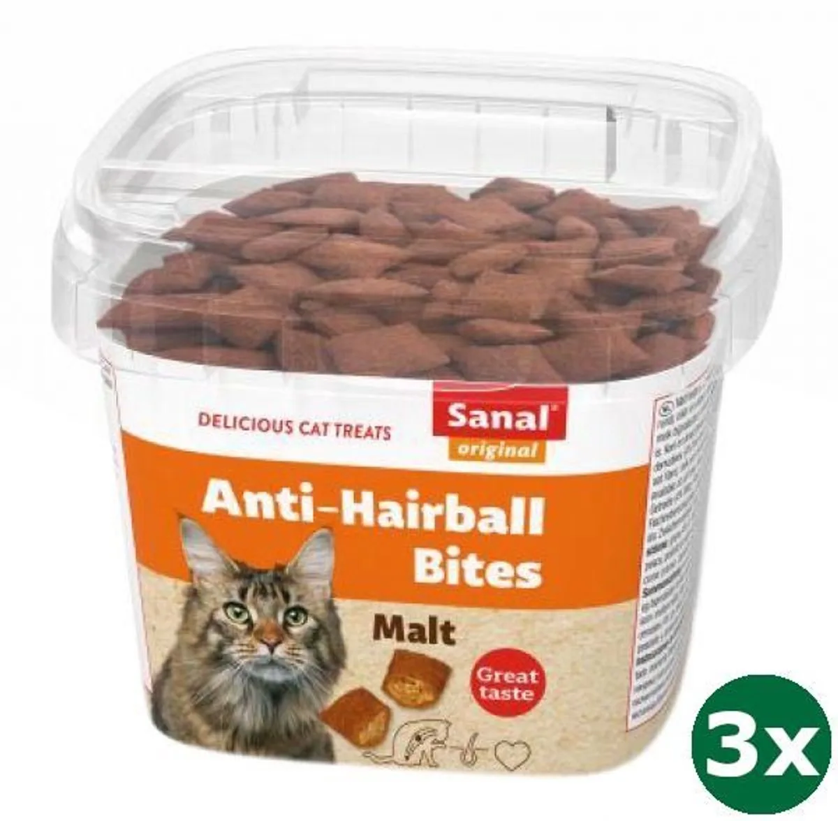 cat hairball bites cup 3x 75 gr de Sanal – photo produit