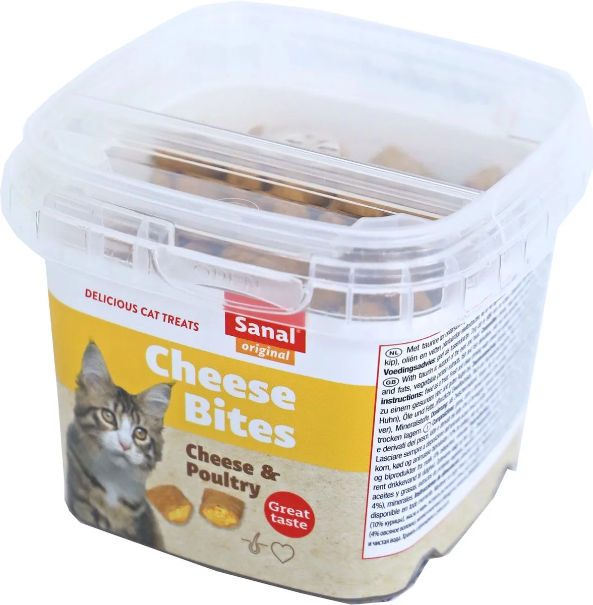 kat cheese bites cups, prijs per 2 emmertjes van 75 gram - 8,6 x 8,6 x 6,8cm von Sanal – Produktfoto