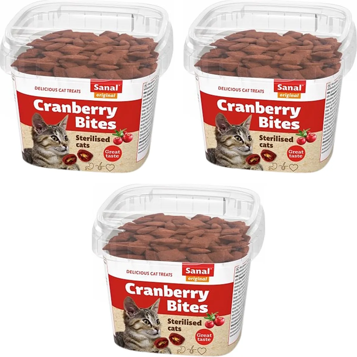 Kattensnoep Sanal - Cranberry Kip 75g - 3 stuks - Multipack fra Sanal – produktbillede