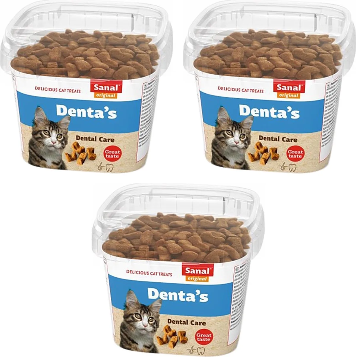 Kattenvoer Sanal Denta's Cup - Krokante Traktatie 75gr - 3 stuks - Multipack de Sanal – photo produit