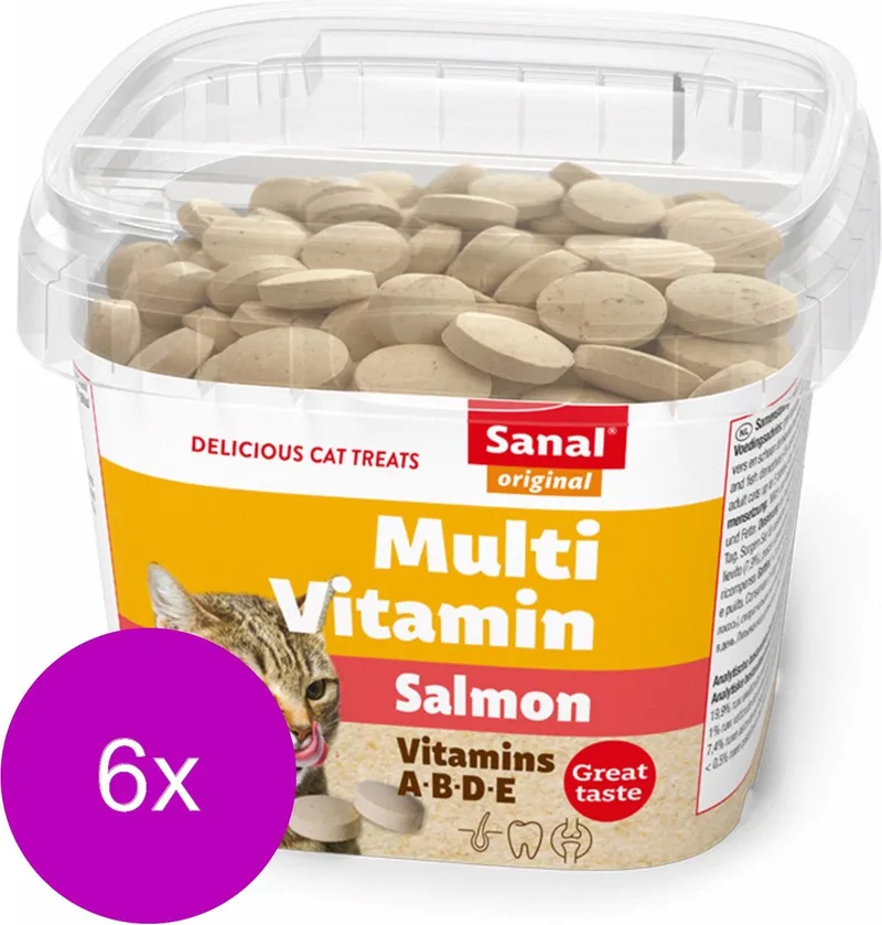 Multi Vitamin Cat Treats - Kattensnack - 6 x Zalm 100 g by Sanal – product photo