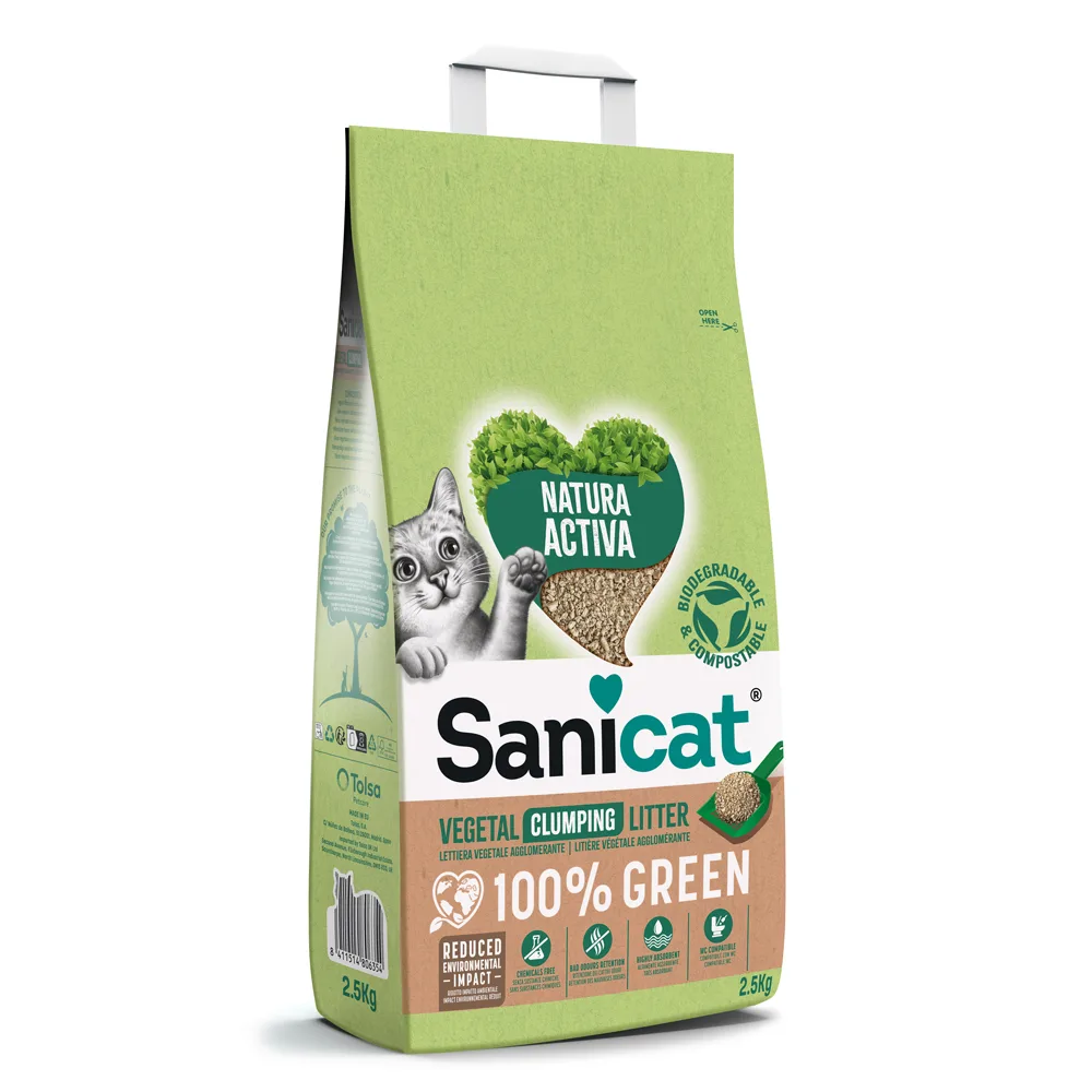 2,5 kg Sanicat Natura Activa 100% Green kattenbakvulling by Sanicat – product photo