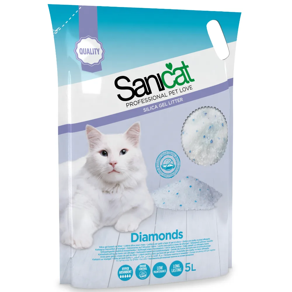 5L Diamonds Sanicat Kattenbakvulling Silicagel van Sanicat – productfoto