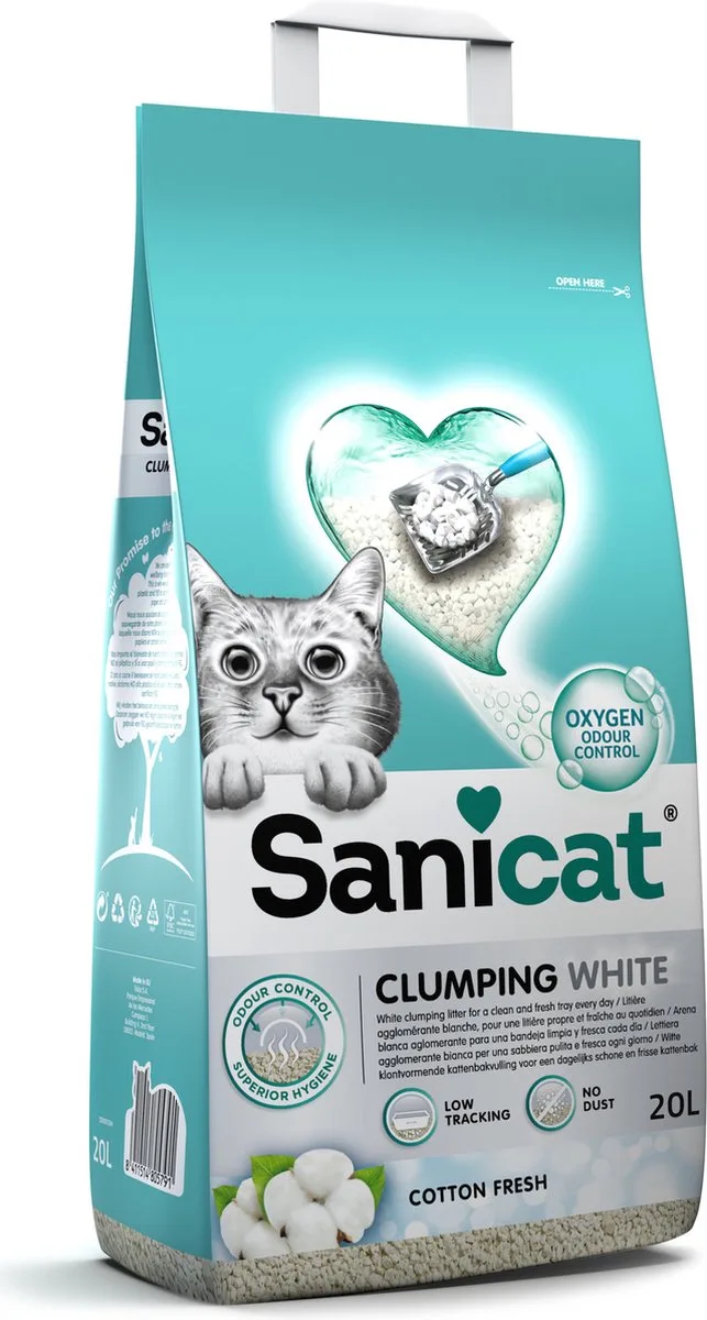 Clumping White Cotton Fresh - Kattenbakvulling - 20 l von Sanicat – Produktfoto