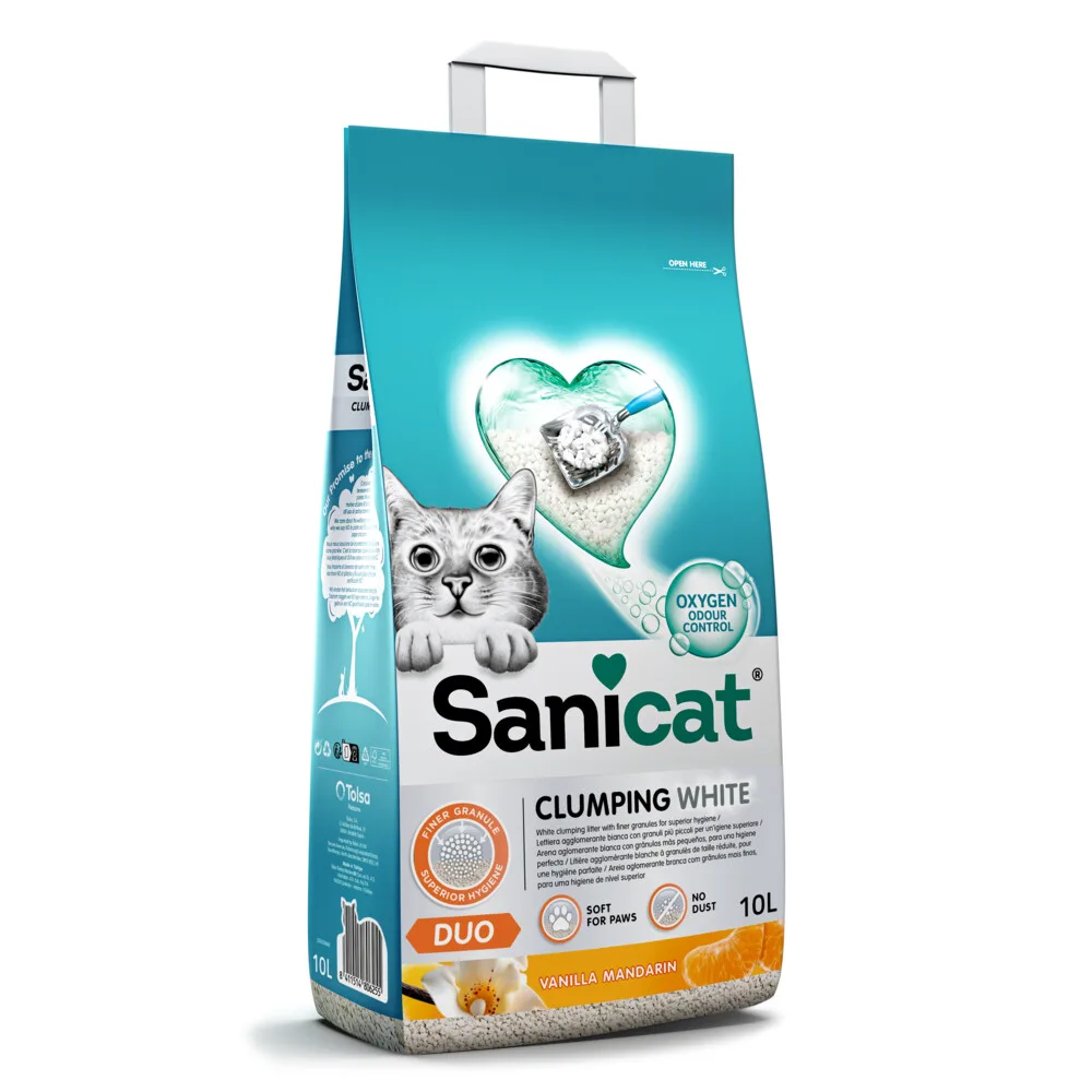 Clumping White Duo Vanilla & Mandarin 10 liter von Sanicat – Produktfoto