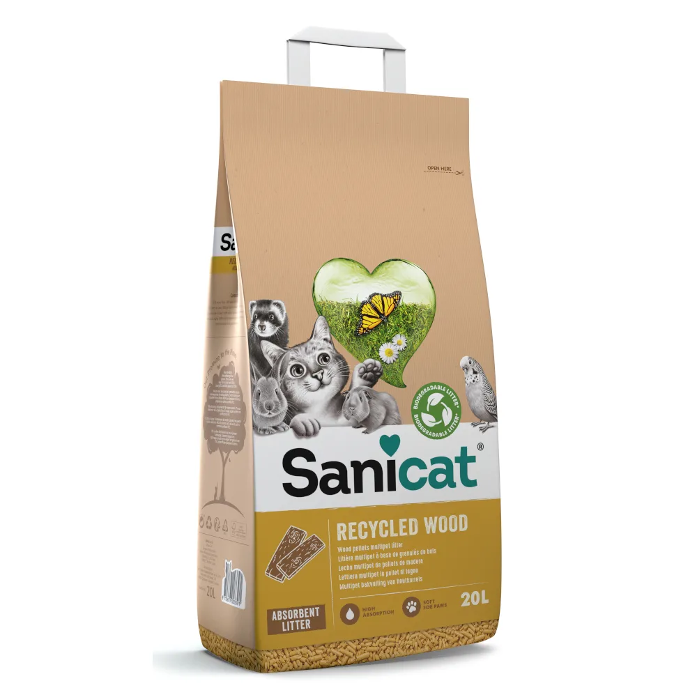 Dubbelpak: 2x20l Sanicat kattenbakvulling van gerecycled hout van Sanicat – productfoto