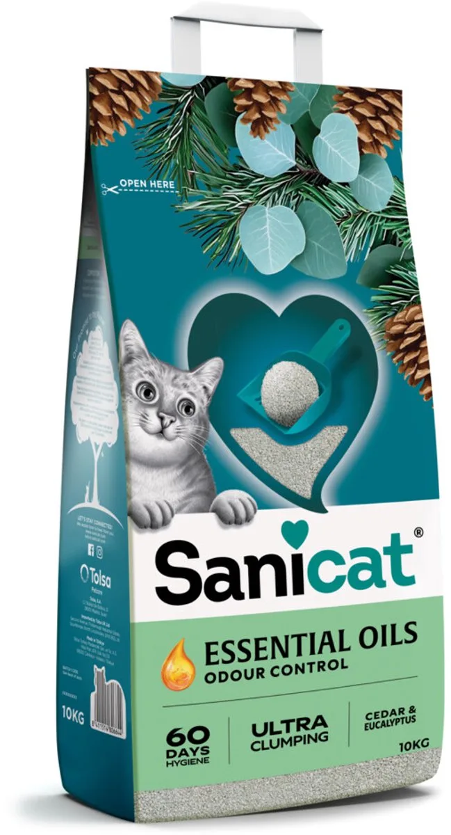 Essential Oils Ultra White Kattenbakvulling Cedar & Eucalyptus - 10 kg von Sanicat – Produktfoto