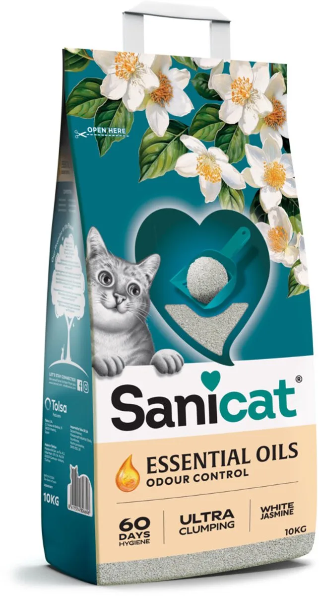 Essential Oils Ultra White Kattenbakvulling Jasmine - 10 kg von Sanicat – Produktfoto
