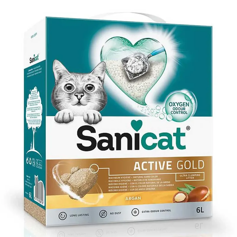 Litière Agglomérante Pour Chat à La Bentonite Or 6l de Sanicat – photo produit