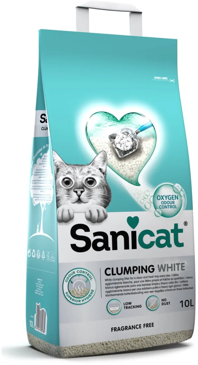 Kattenbakvulling Clumping White - 10 liter de Sanicat – photo produit