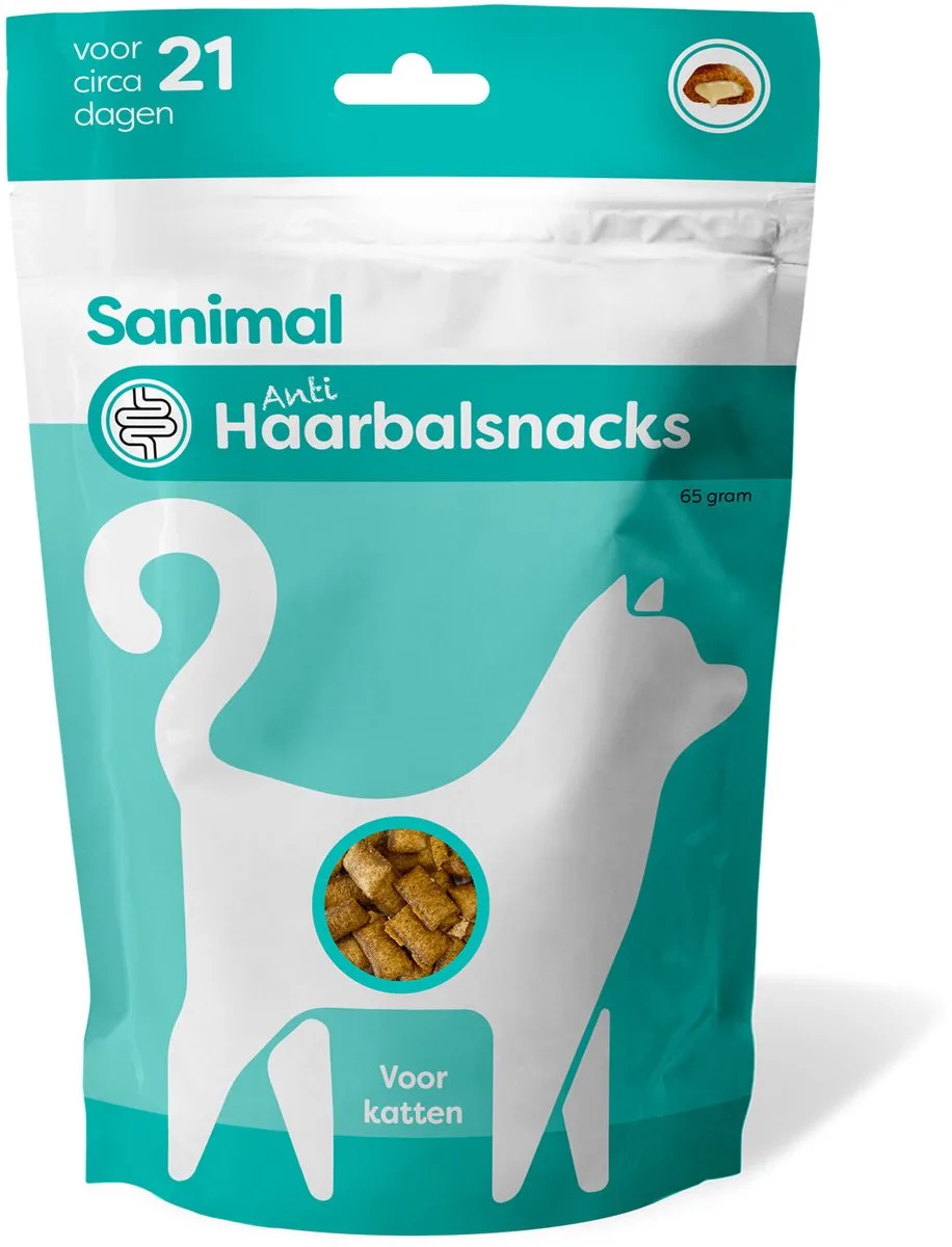 Anti-Haarbalsnacks 65 gr van Sanimal – productfoto