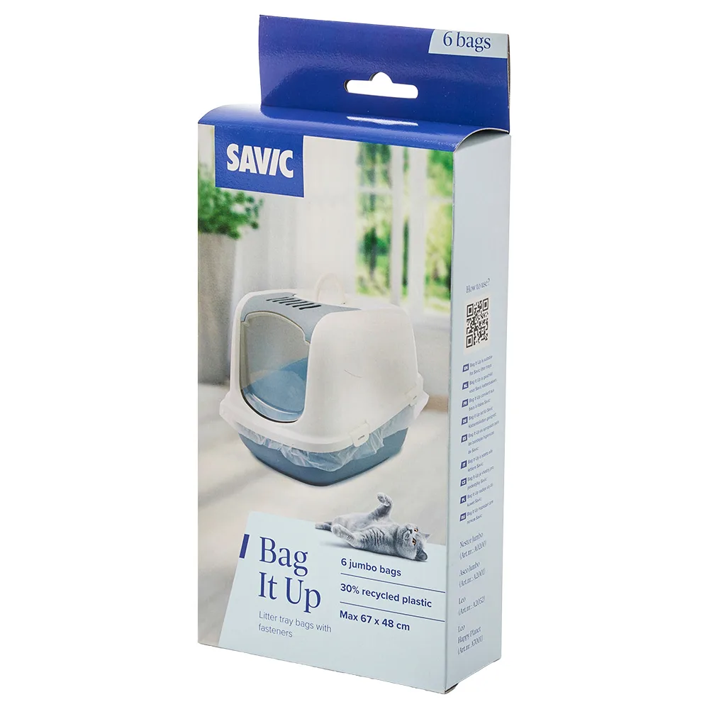 6x Bag It Up Litter Afvalzakjes, Jumbo voor Savic kattenbak Nestor Jumbo Marble van Savic – productfoto