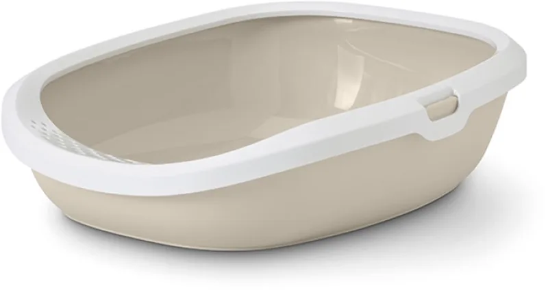 Gizmo Medium Kattenbak met Rand - Kleur: - Afmetingen: 44x35.5x12.5 cm de Savic en Beige – photo produit