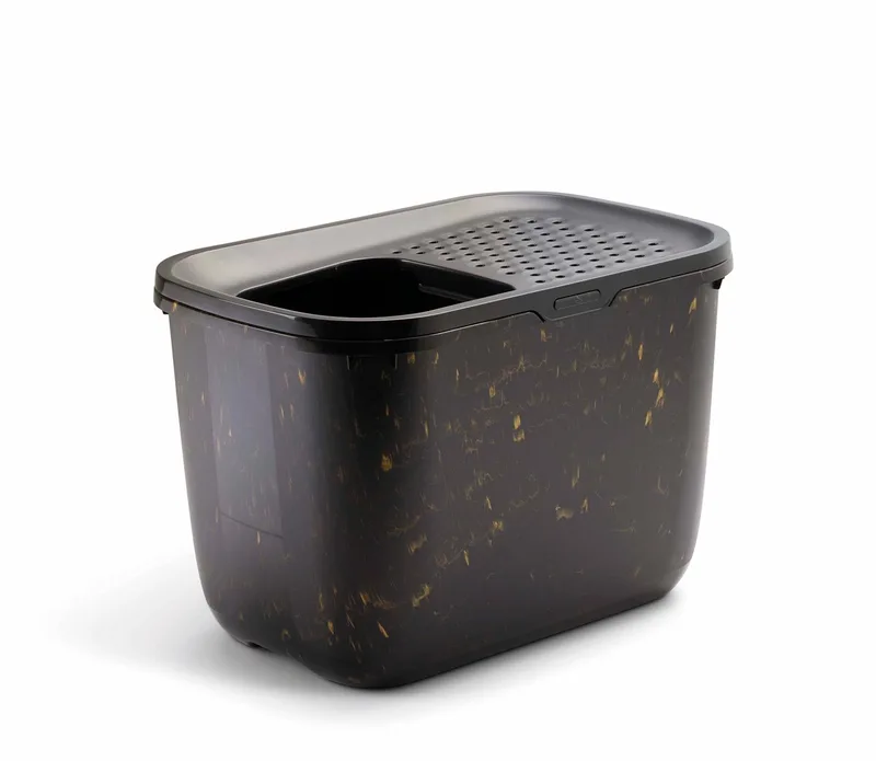 Kattenbak Hop In - Kattentoilet - Zwart Goud - 58,8 x 39 x 39,5 cm by Savic in Marble zwart, Gold – product photo