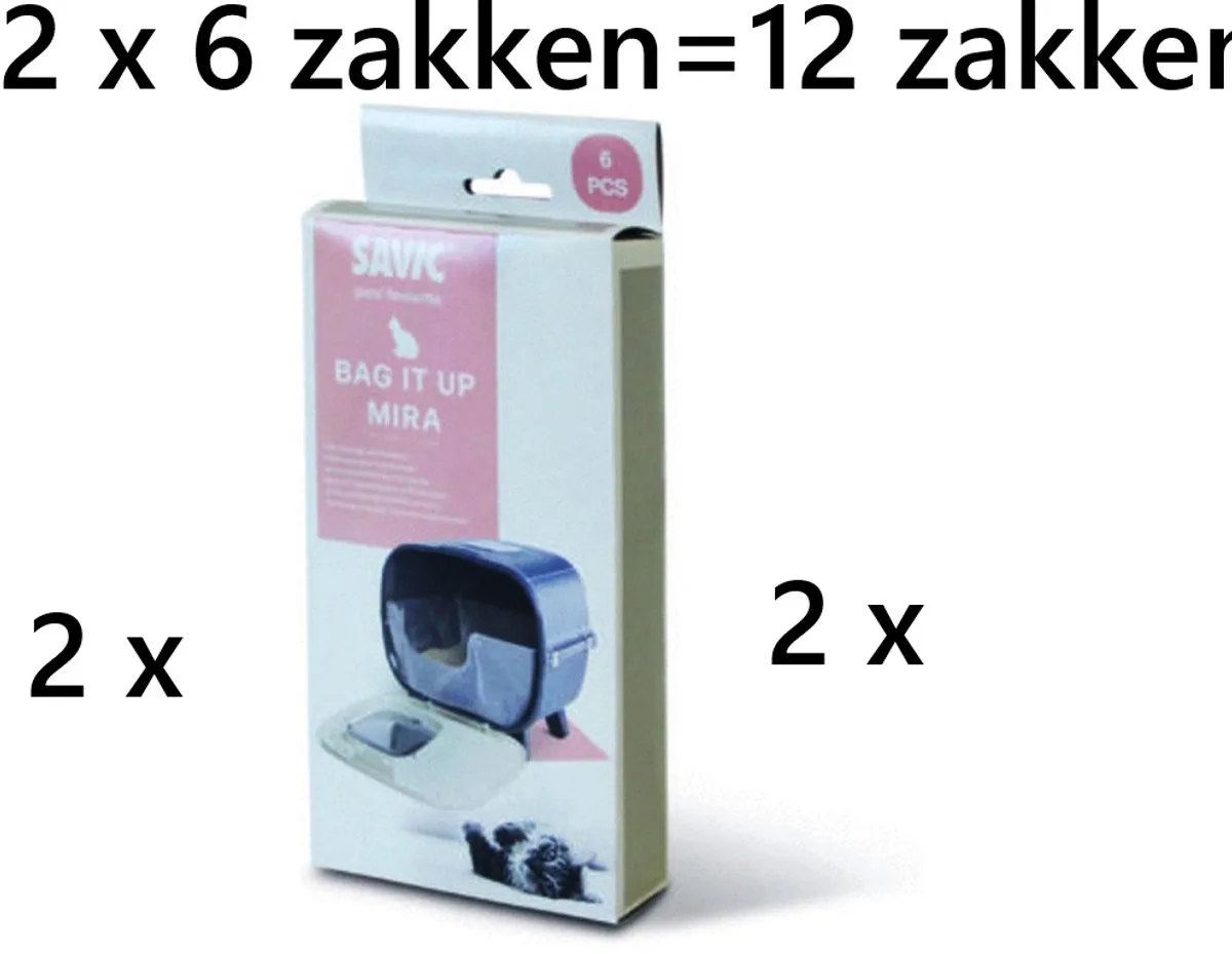 kattenbakzakken 6 st bag it up voor MIRA 51.5 x 41 x 21 cm - *** 2 X*** = 12 zakken de Savic – photo produit
