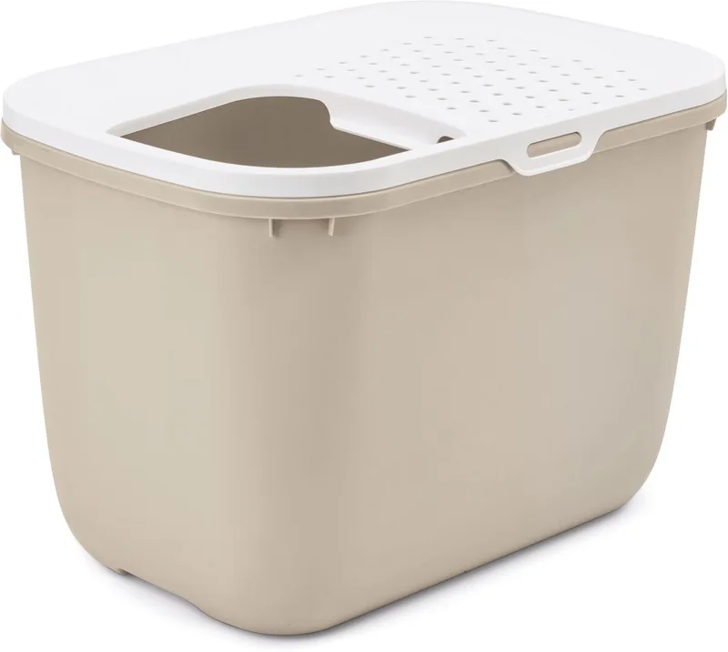Kattentoilet Hop In 38.5 x 58 x 39.5 cm - Kattenbak - Wit & Mokka by Savic in Mokka, White – product photo