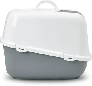 Nestor Jumbo - Kattenbak XL - Inklapbare Voorkant - 66,5 x 48,5 x 46,5 cm by Savic in Grey, White – product photo 1 of 3