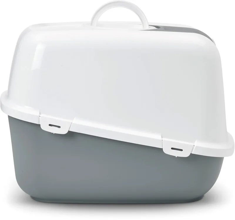 Nestor Jumbo - Kattenbak XL - Inklapbare Voorkant - 66,5 x 48,5 x 46,5 cm by Savic in Grey, White – product photo 1 of 3