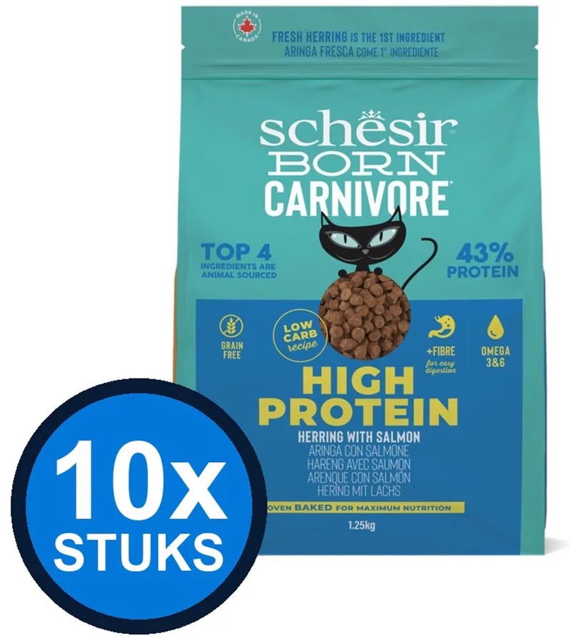 10x Schesir - Born Carnivore - Kattenvoer - Droogvoer - Kip & Haring - 255g de Schesir – photo produit